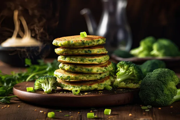 Garlic-broccoli pancakes with coconut flour