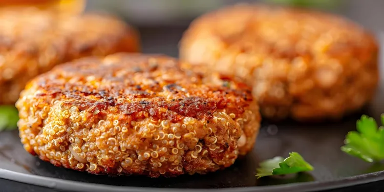 Quinoa veggie burgers with cheddar cheese and carrots