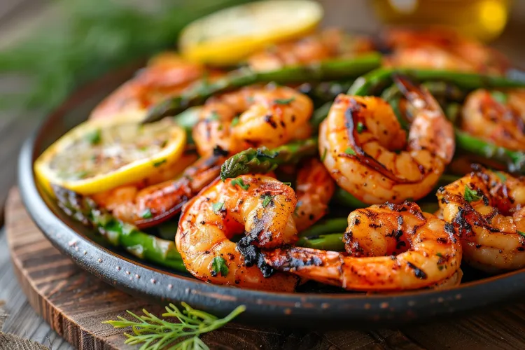 Lemon shrimp and asparagus stir fry