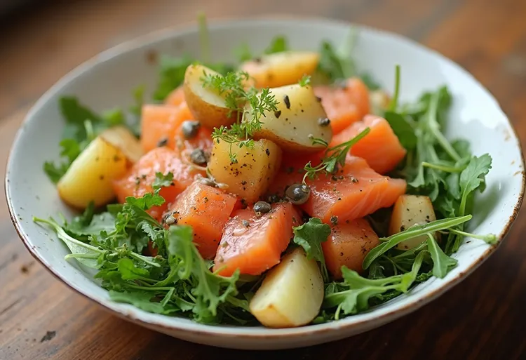 Smoked salmon and potato salad