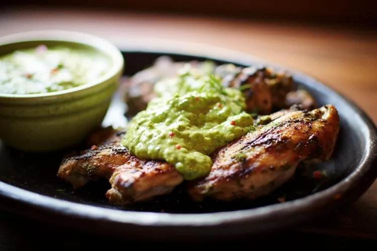Roast chicken with guacamole