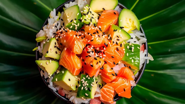 Spicy salmon stack