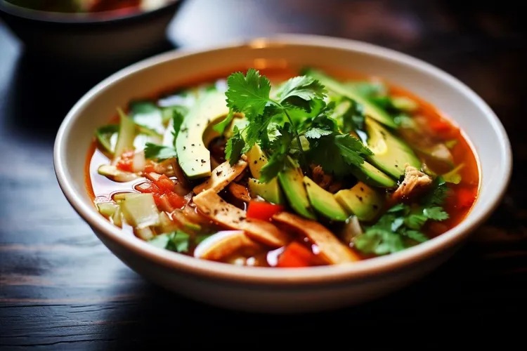 Chicken avocado lime soup
