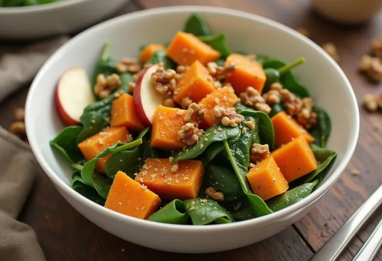 Sweet potato, apple and walnut salad