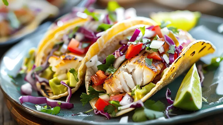 Tilapia tacos with avocado and lime