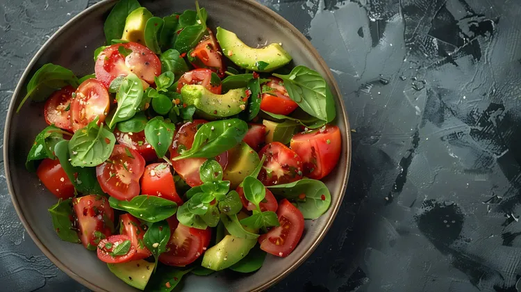 Tomato basil avocado salad