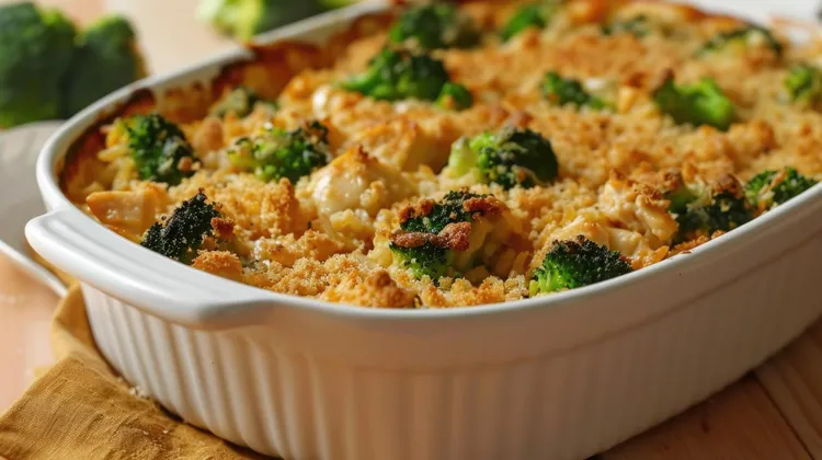 Vegan broccoli mushroom casserole
