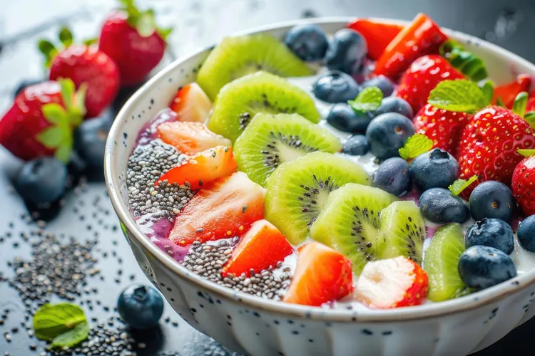 Vegan fruit chia parfait