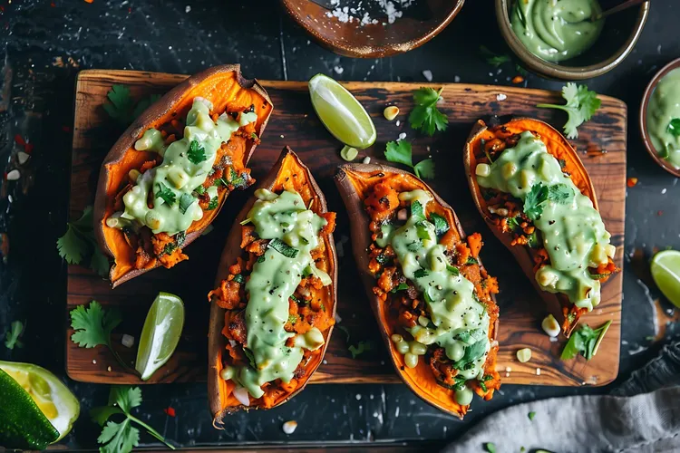 Vegan stuffed sweet potatoes