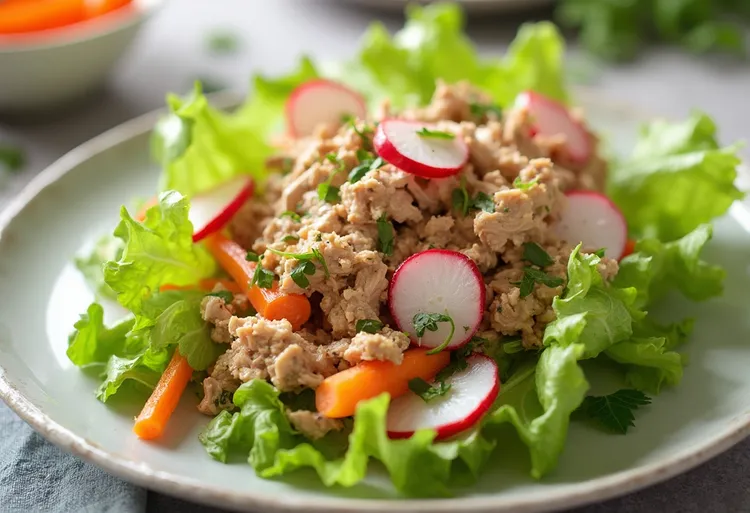 Asian tuna salad with radishes and carrots