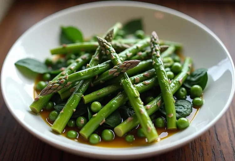 Asparagus, pea and spinach salad