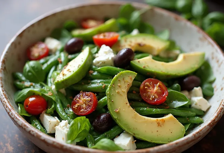 Avocado, feta and roasted tomato salad