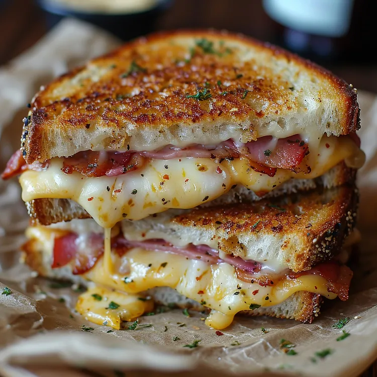 Bacon and cheddar grilled cheese sandwich