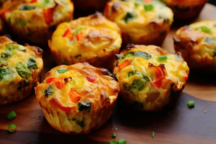 Bacon, zucchini, spinach, onion and red pepper egg muffins