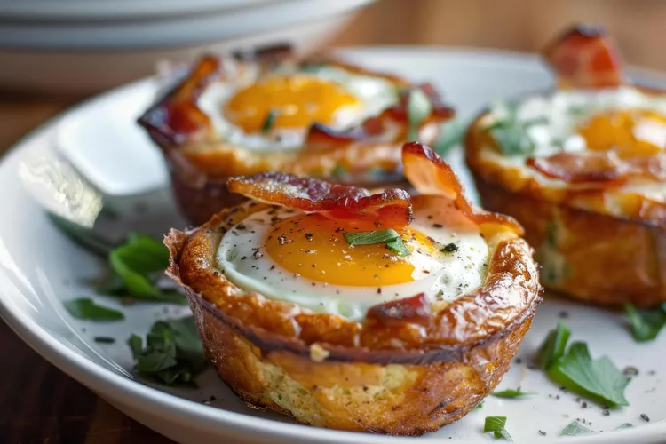 Bacon, egg and feta tarts