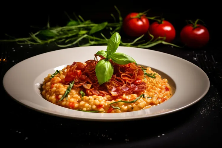 Bacon, mushroom and tomato risotto