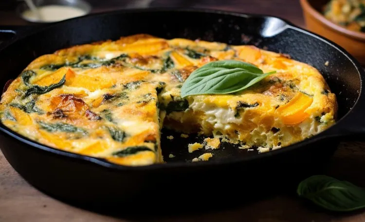 Bacon, pumpkin and feta frittata