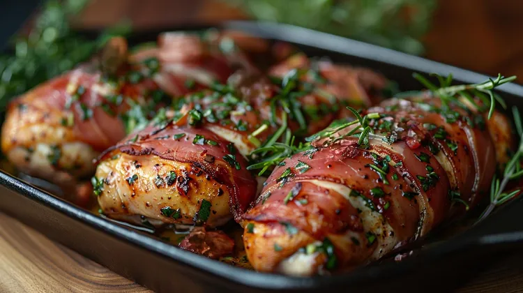 Bacon wrapped smoked gouda chicken breasts