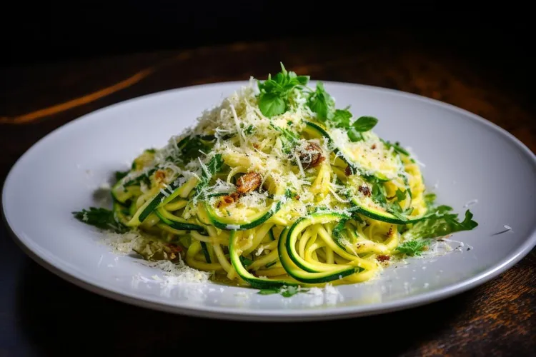 Bacon, zucchini and lemon spaghetti