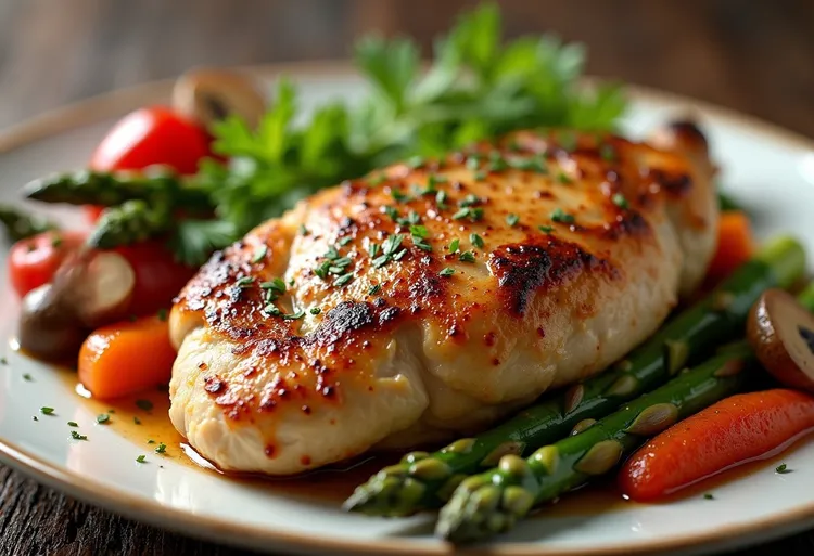 Balsamic chicken with roasted vegetables