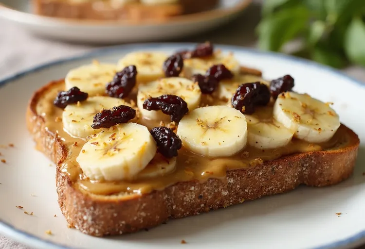 Cinnamon-raisin banana almond butter toast