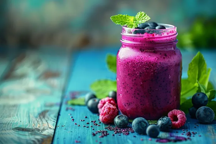 Supercharged banana and berry smoothie
