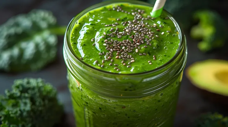 Super green banana, kale and avocado smoothie