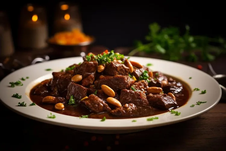 Beef with almond picada