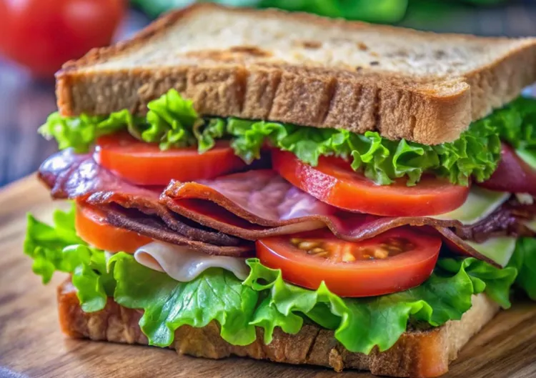 Blt sandwich with lettuce and tomato