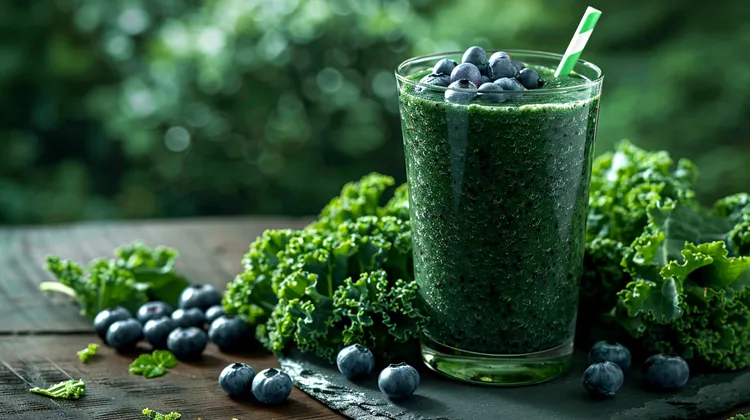 Blueberry, almond and kale smoothie