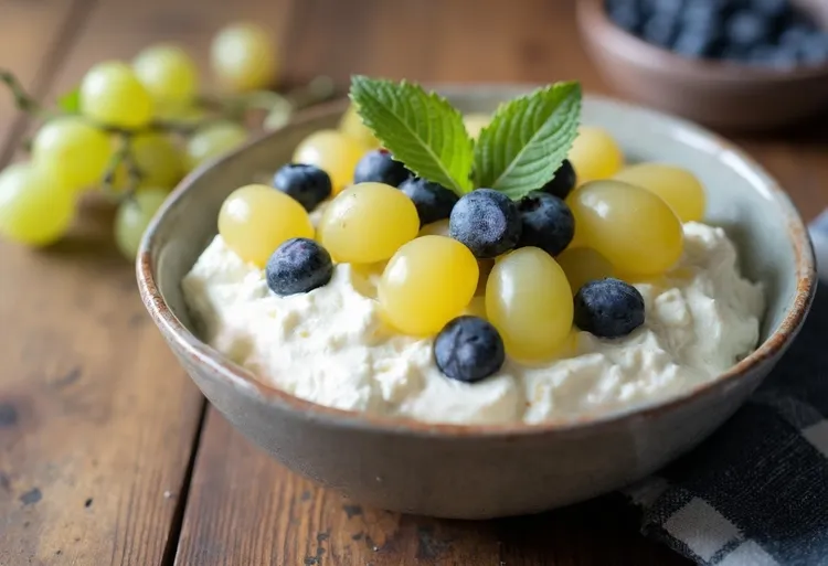 Blueberry and grape brown sugar cream parfait