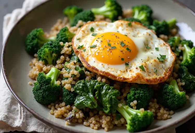 Broccolli hash with fried egg