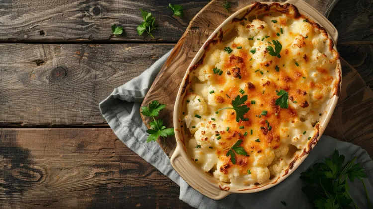 Cauliflower and bacon gratin