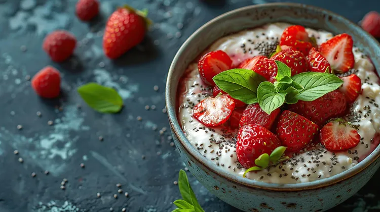 Strawberry coconut chia pudding