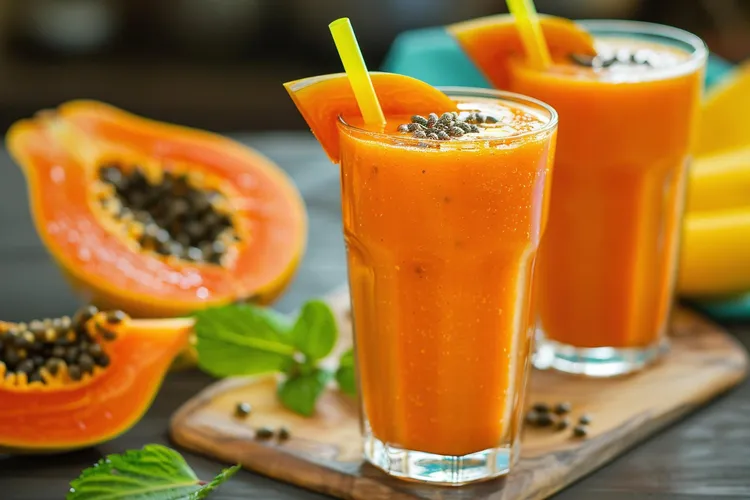 Papaya chia seed almond milk shake