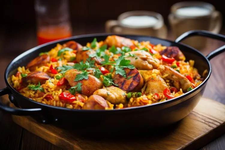 Chicken and chorizo paella