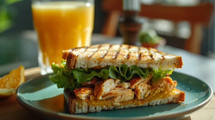 Chicken mayo sandwich with lettuce