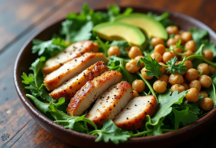 Chicken, chickpea and avocado salad