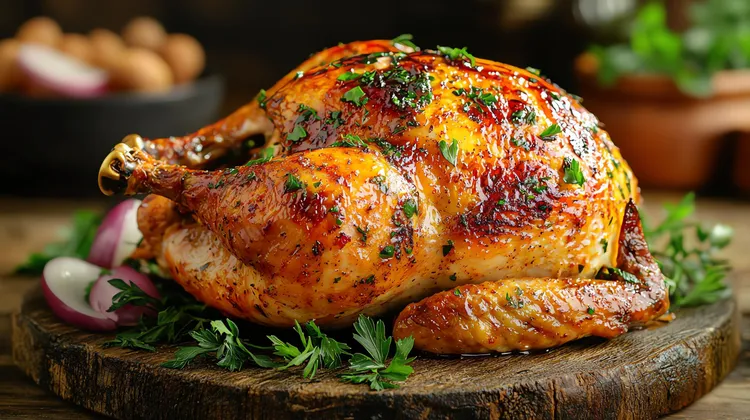 Chicken with mushroom, leek and bacon stuffing