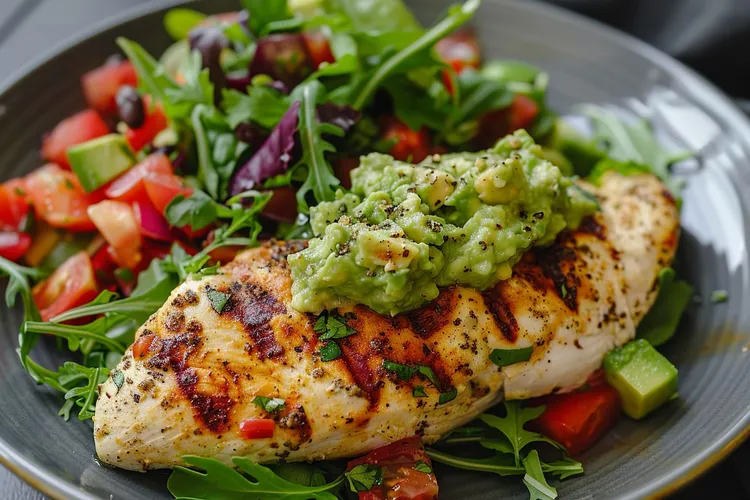 Cilantro lime chicken with avocado salsa