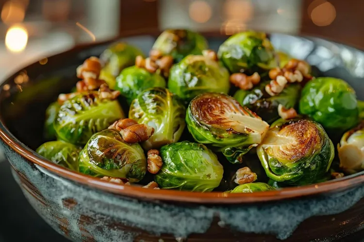 Citrusy sautéed brussels sprouts with walnuts
