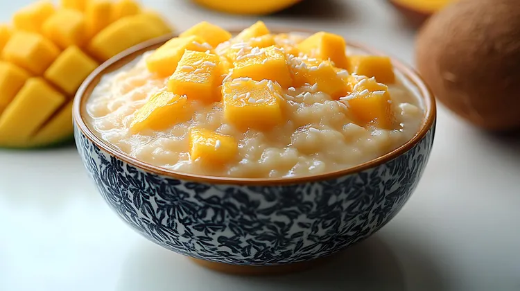 Mango coconut rice pudding