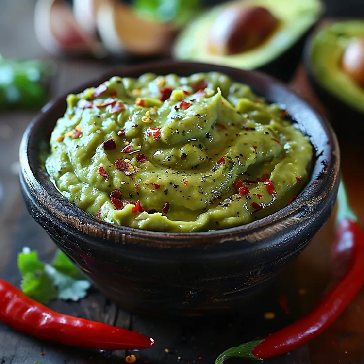 Avocado cottage cheese with red pepper spice