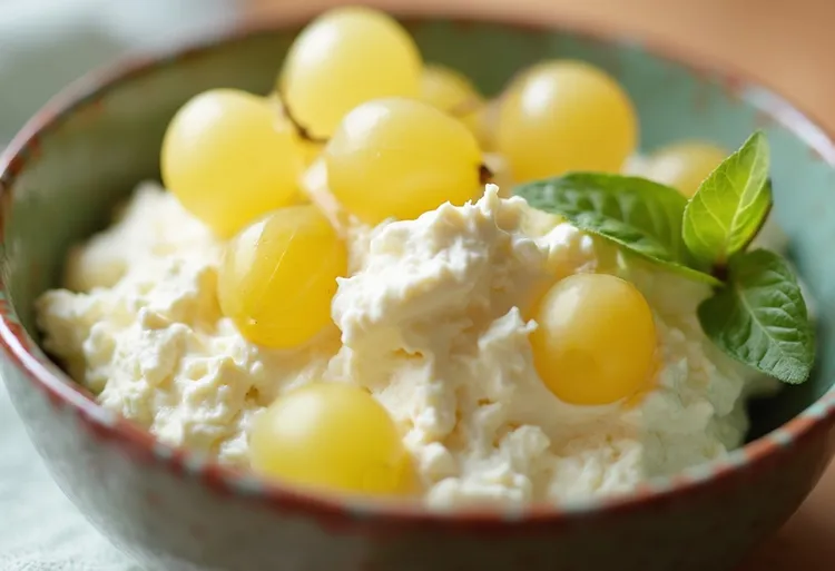 Cottage cheese and sweet grapes salad