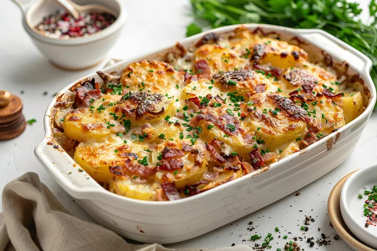 Creamy bacon and potato bake