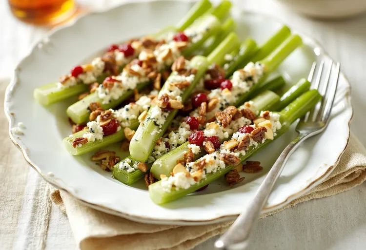 Blue cheese, pecan & cranberry stuffed celery