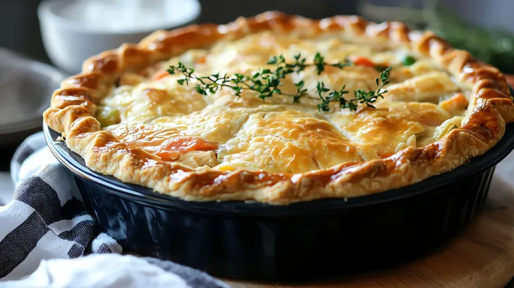Creamy chicken, bacon and leek pie