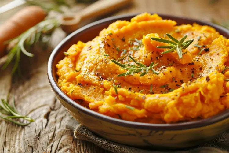 Coconut-infused mashed sweet potatoes