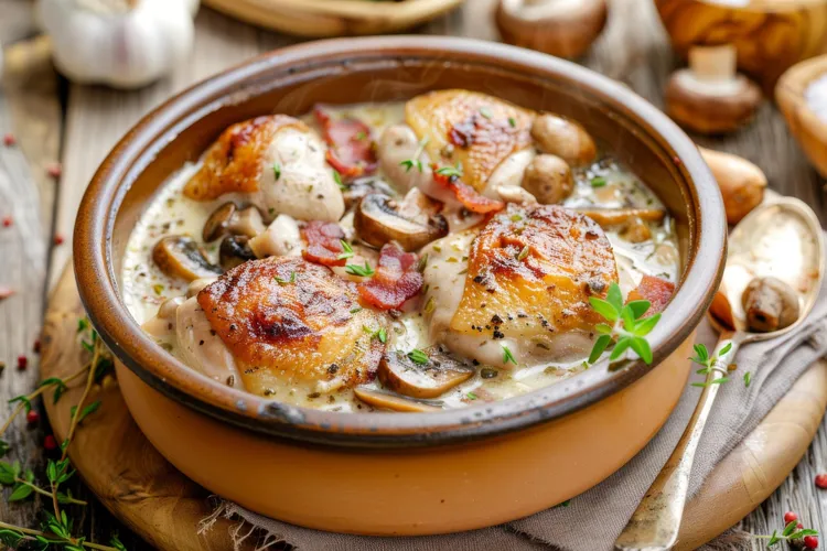 Creamy french-style chicken with bacon