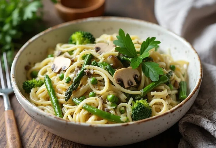 One-pot pasta primavera with vegetables